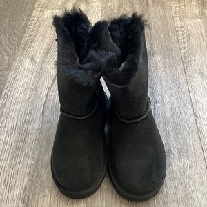Brand New UGG Australia Kid Toddler Bailey Bow Black Sheepskin Winter Warm Boots